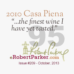 2010 Casa Piena Awarded 95 Rating By Robert Parker's Wine Advocate cover